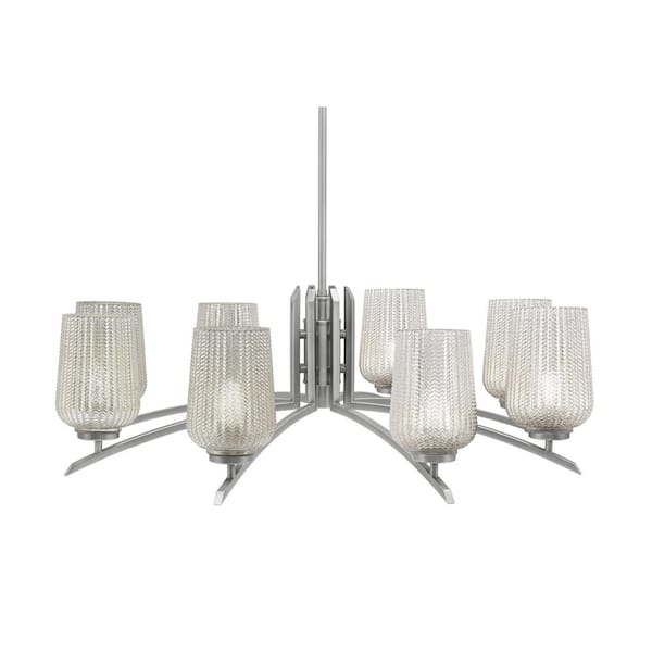 Unbranded Siena 8-Light Graphite Chandelier, Round Chandelier with Silver Glass Shades, No bulb Included