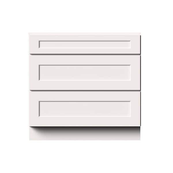 36 in. W x 24 in. D x 34.5 in. H Ready to Assemble Solid Wood Frame Shaker Drawer Base Kitchen Cabinet in White