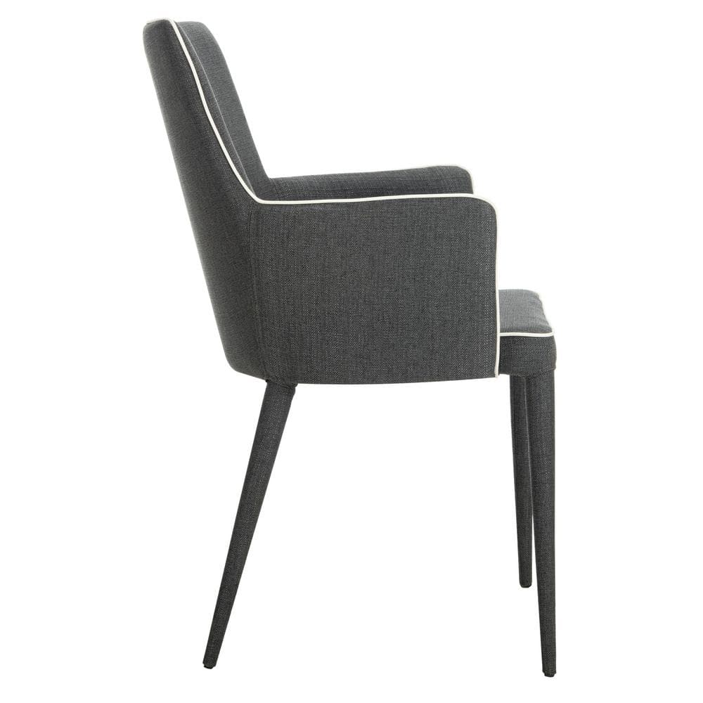 Transitional Faux Leather Arm Chair in Beige and Gray