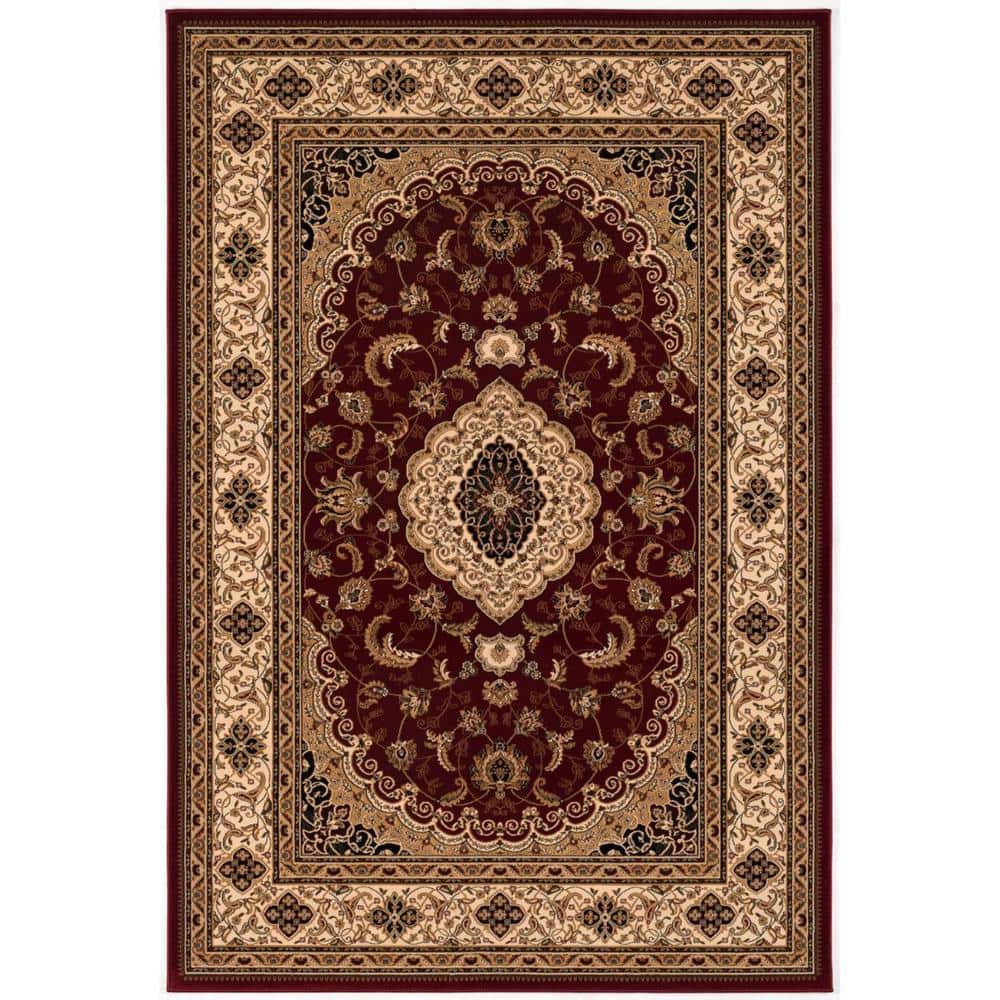 HomeRoots Red and Beige 10 ft. x 13 ft. Oriental Area Rug 2000528823 ...