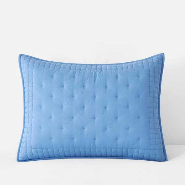 Pintuck Blue Cotton Standard Sham