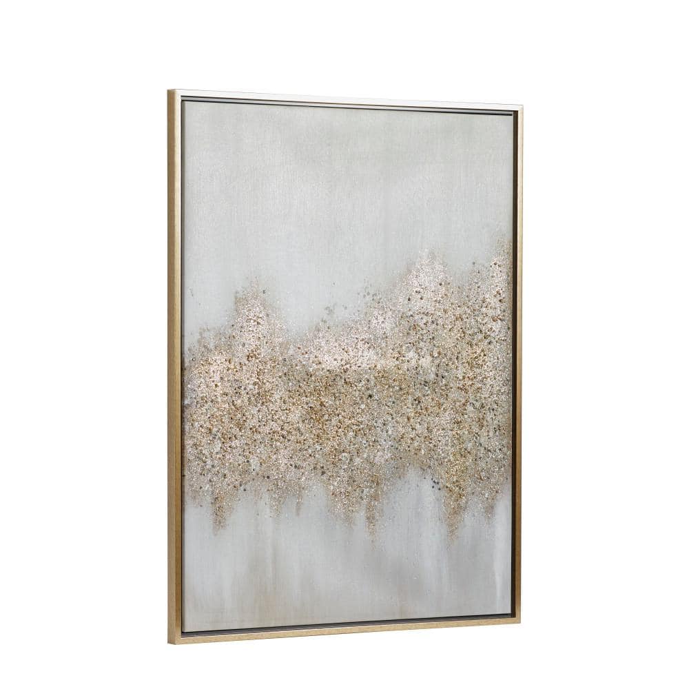 Gold Glitter Abstract Geode Canvas Wall Art with Frame