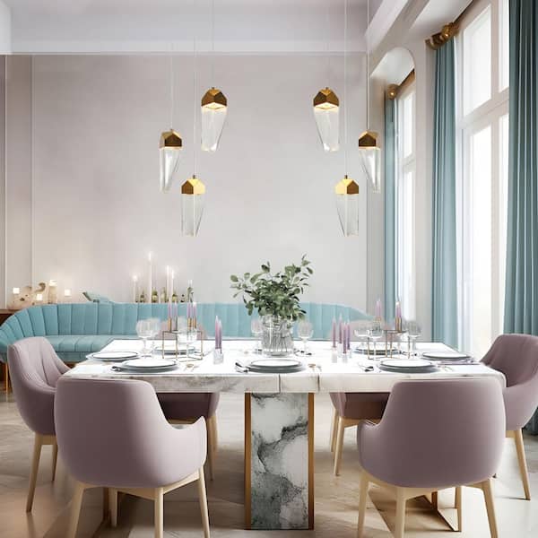 Adonisior 3-Light Dimmable Integrated LED Plating Brass Chandelier with Textured Glass Shades