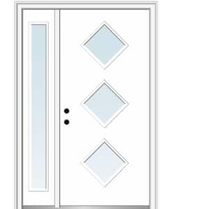 Aveline 48 in. x 80 in. Right-Hand Inswing 3-Lite Clear Low-E Primed Fiberglass Prehung Front Door on 4-9/16 in. Frame
