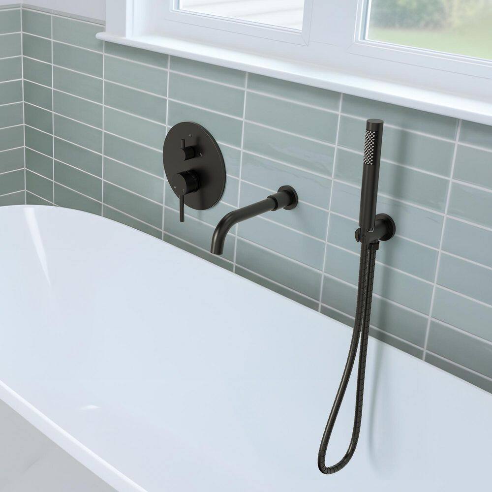 2-Spray Wall Mounted Tub and Shower Faucet Set 2.5 GPM with Handheld Sprayer in Matte Black (Valve Included) price history on PriceWatchPro