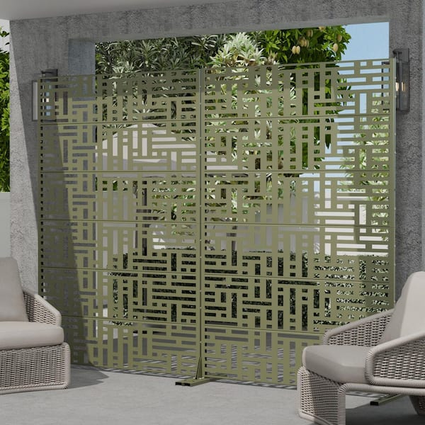1-Piece 72 in. x 47 in. Rectangle Green Metal Privacy Screen Outdoor Decorative Art Panel