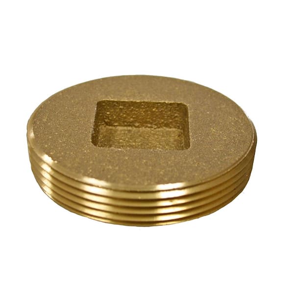 JONES STEPHENS 4 in. Size x 3/4 in. Height Brass Countersunk Heavy Pattern Cleanout Plug 4-3/8 in. O.D. for DWV