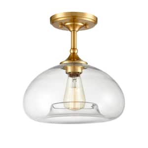 Modern Brass Finish Clear Glass Ceiling Lights Semi Flush Mount