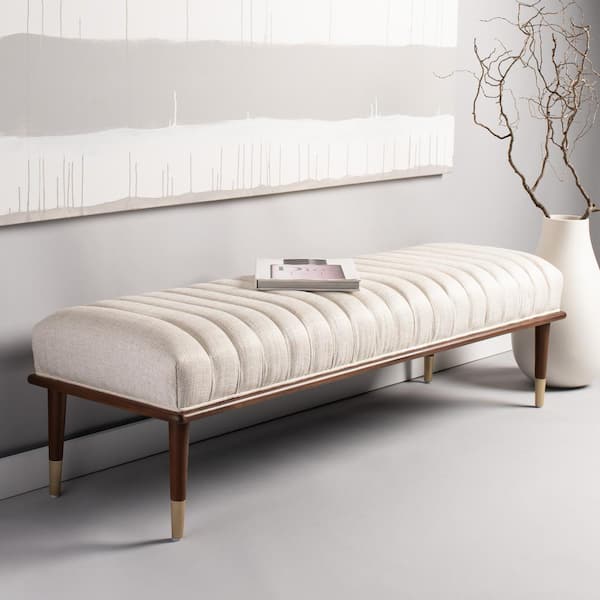 SAFAVIEH Flannery Cream Entryway Bench 62.99 in.