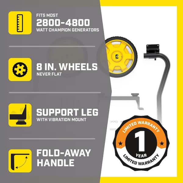 Portable Generator Wheel Kit with Folding Handle and Never-Flat Tires