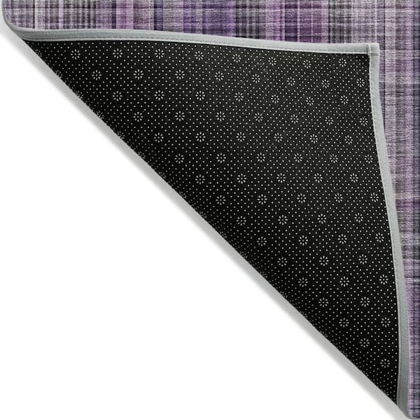 Purple, Gray 5 ft. x 8 ft. Woven Plaid Polyester Rectangle Indoor / Outdoor Area Rug