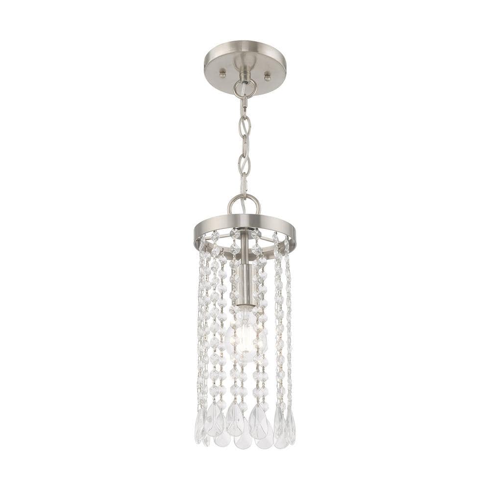 Elizabeth Brushed Nickel Mini Pendant with Clear Crystal Frills