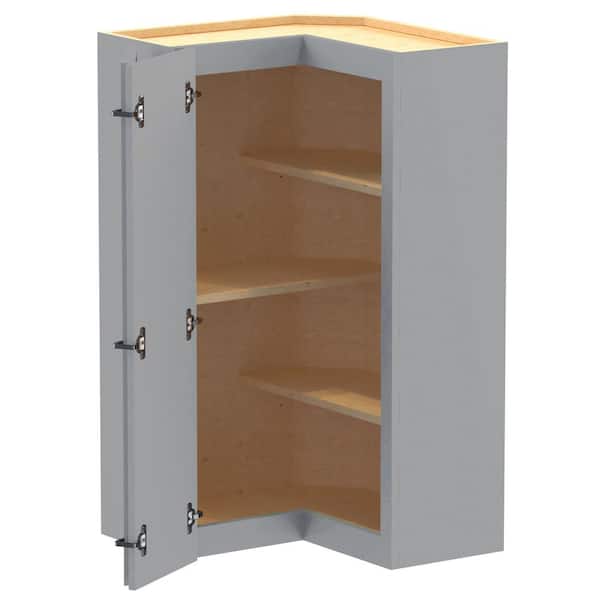Home Decorators Collection Newport 24 in. W x 12 in. D x 42 in. H Assembled Plywood Corner Wall Kitchen Cabinet in Pearl Gray with Shelves