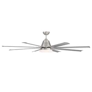 Wingtip 72 in. Indoor Brushed Polished Nickel Ceiling Fan with Smart Wi-Fi Enabled Remote & Integrated LED Light