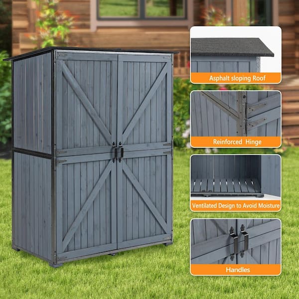 55.1 in. W x 29.1 in. D x 68.9 in. H Wood Outdoor Storage Cabinet