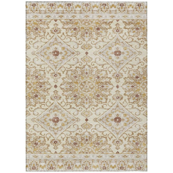 Chantille Machine Washable Indoor/Outdoor Abstract ACN3155 Cream 3 ft. x 5 ft. Area Rug
