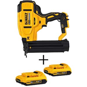 20V MAX XR Lithium-Ion 18-Gauge Electric Cordless Brad Nailer and (2) .0Ah Batteries
