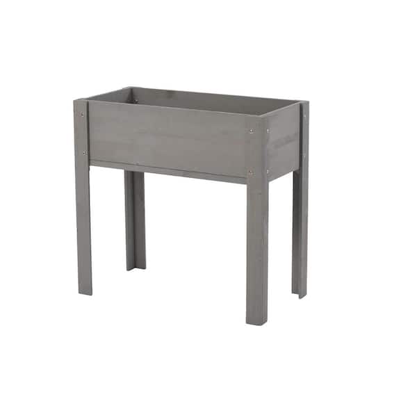 Unbranded 29 in. L x 14 in. W x 8.5 in. H Gray Wood Raised Garden Bed with Legs, Elevated Planter Box for Outdoor Plants Flowers