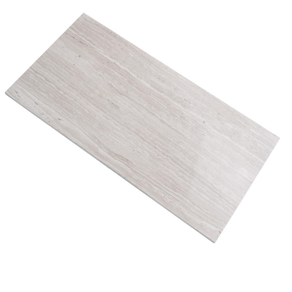 24" x 12" Polished Beige Marble Look Wall & Floor Tile