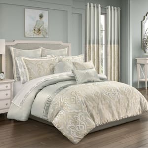 QUEEN STREET NEW YORK Calmfield Aqua Polyester Full/Queen 3-Piece