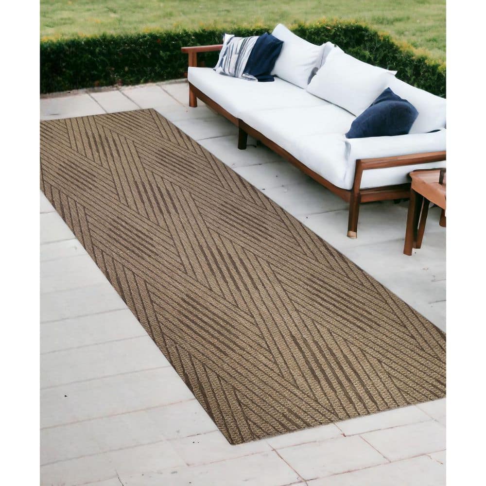 Beige 2 ft. x 8 ft.  Loomed Geometric Polypropylene Runner Indoor/Outdoor Area Rug price history on PriceWatchPro