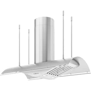 Trapeze 48 in. Island Mount Range Hood Shell Only with LED Lights in Stainless Steel
