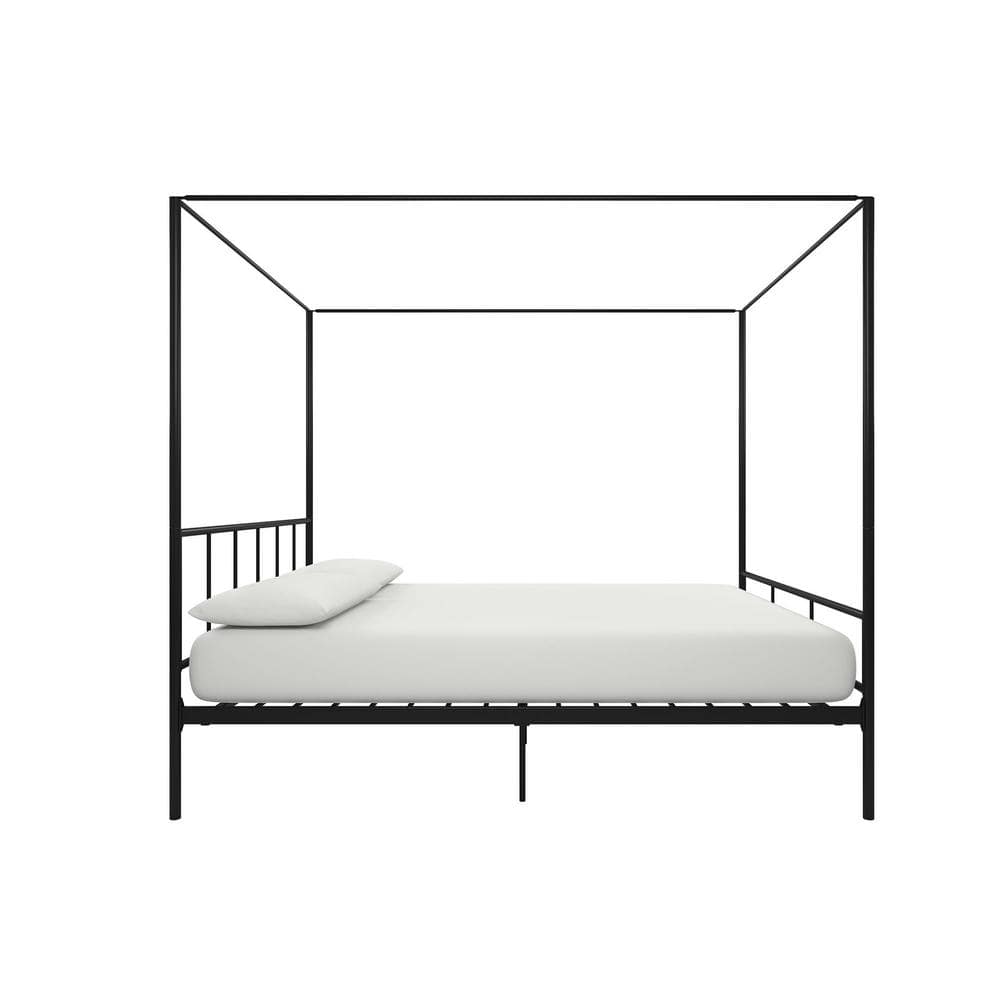 Marion Black Metal Queen Canopy Platform Bed with Headboard