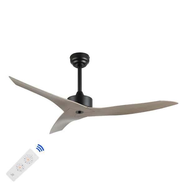 Aldrin 50 in. Modern Minimalist Iron/Plastic Mobile-App/Remote-Controlled 6-Speed Razor Ceiling Fan, Gray Wood Finish