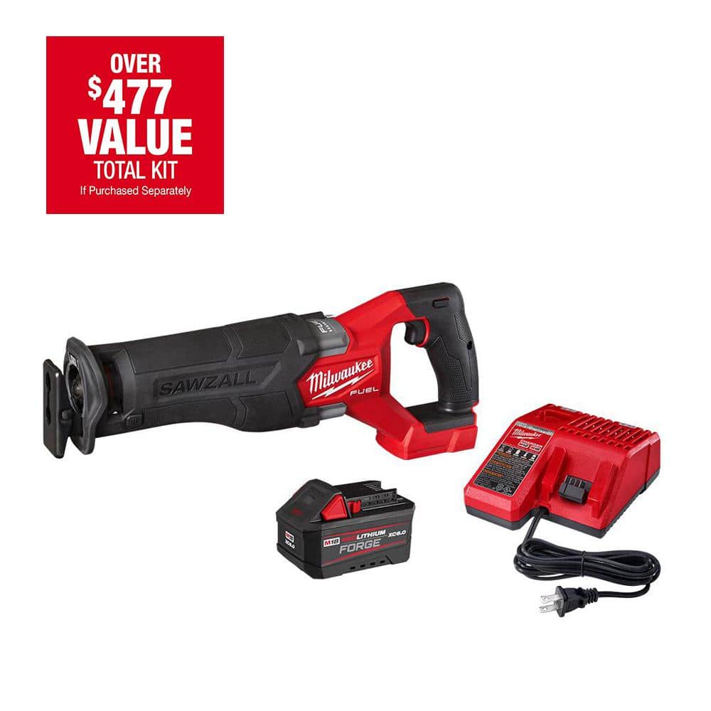 Milwaukee M18 Fuel 18V Lithium-Ion Brushless Cordless Sawzell Reciprocating  Saw Kit with (1) FORGE 6.0Ah Battery 2821-21F The Home Depot