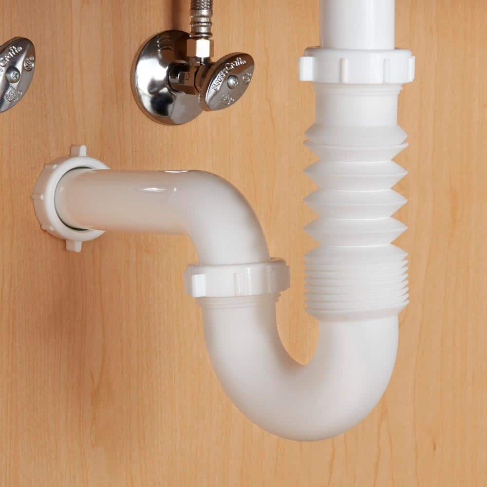 White Polyethylene Flexible P-Trap for Sink Drain