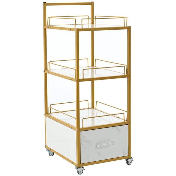 Tatayosi Beauty Salon Storage Trolley Cart,Mobile Storage Station with Lockable Rolling Wheels,White