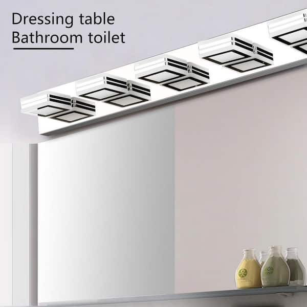 Sunpez 32.28 in. W 5-Light Chrome Makeup Mirror Lights LED Bathroom Vanity Light Over Mirror Light Fixture for Living Room