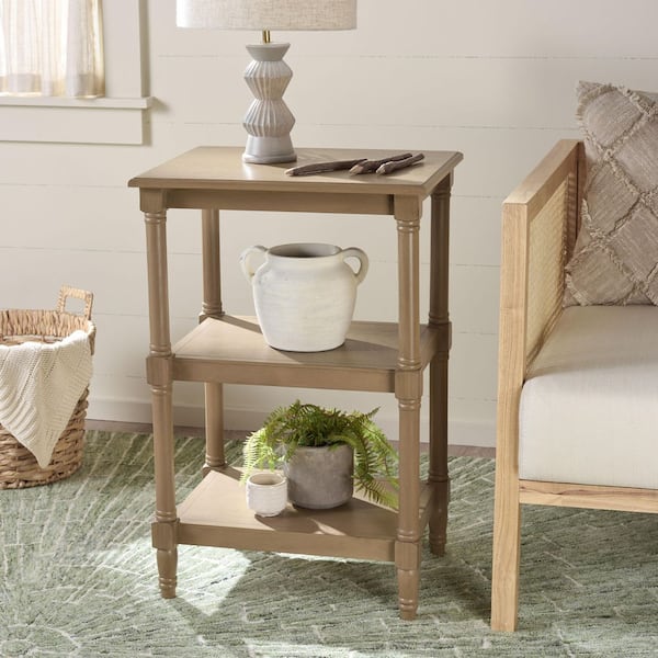 Cassie 19.75 in. Desert Brown Wood End Table with 3 Shelf