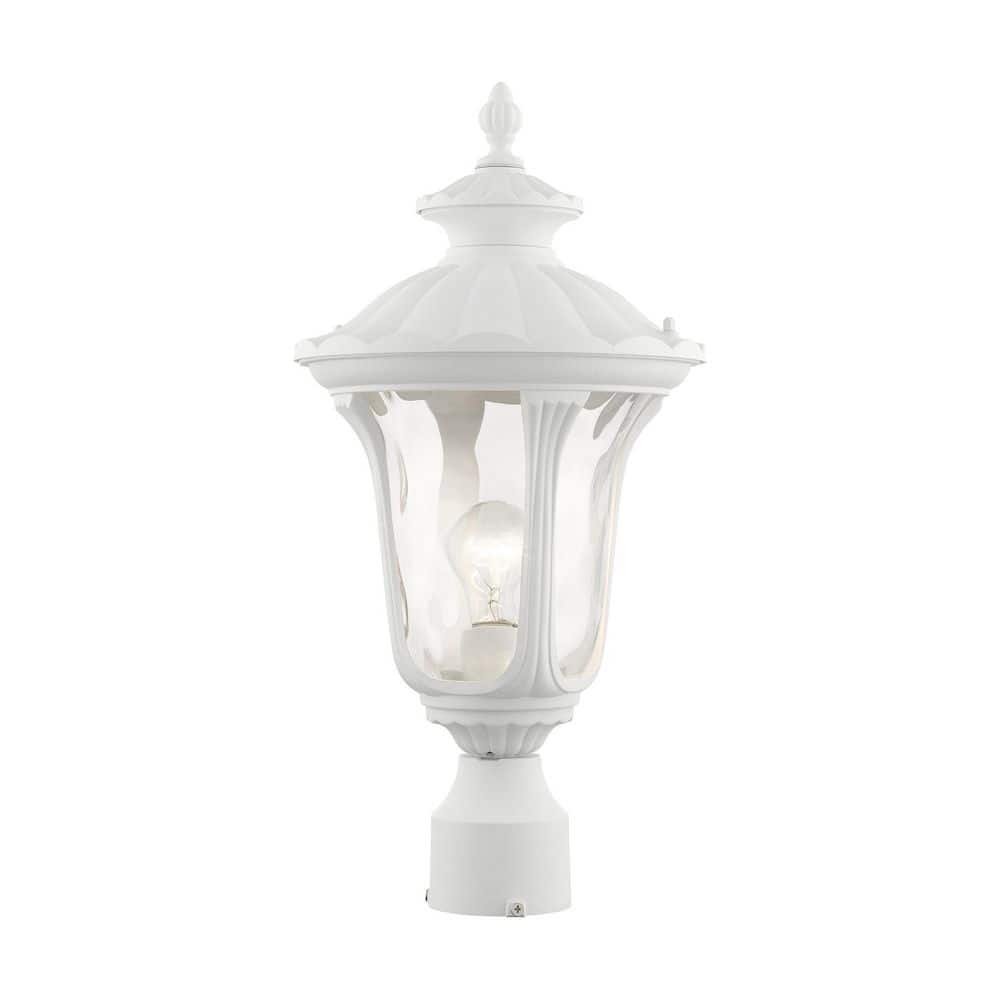 Livex Lighting Oxford 1-Light Textured White Cast Aluminum Hardwired Outdoor Waterproof Post Light with No Bulb Included -  7855-13