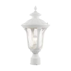Oxford 1-Light Textured White Cast Aluminum Hardwired Outdoor Waterproof Post Light with No Bulb Included