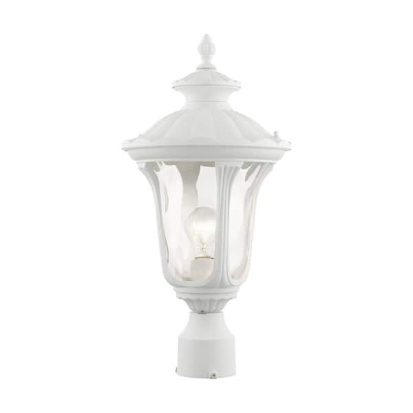 Livex Lighting Oxford 1-Light Textured White Cast Aluminum Hardwired Outdoor Waterproof Post Light with No Bulb Included