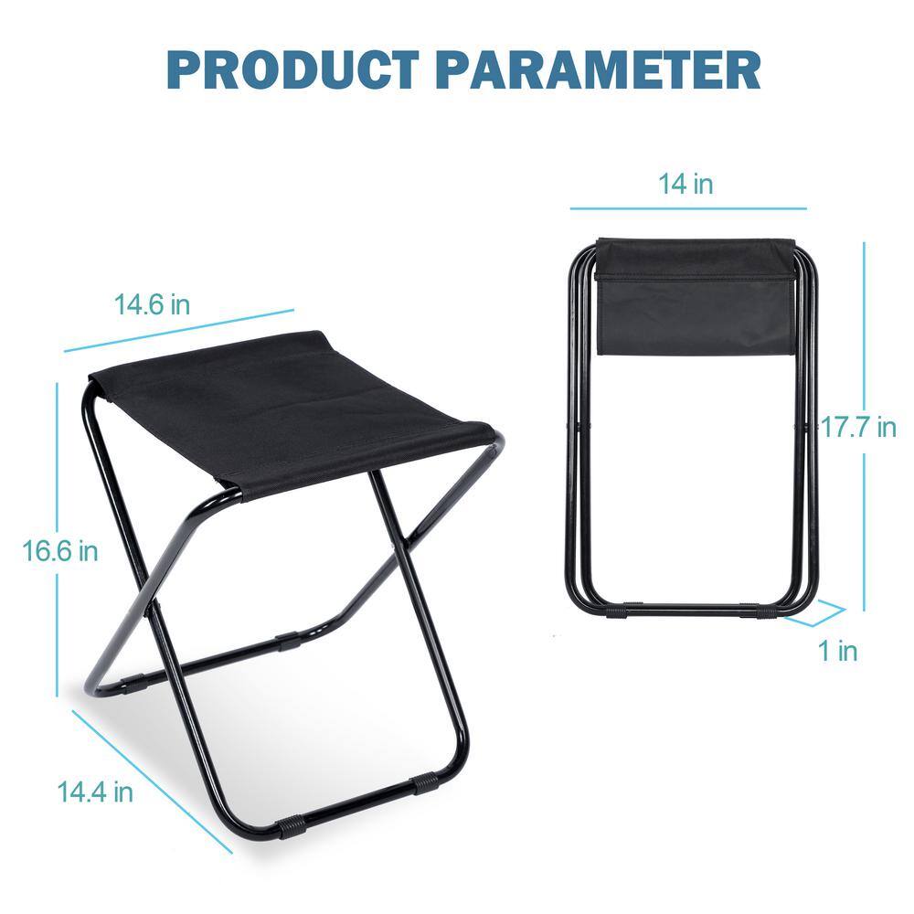 Black Steel Collapsible Outdoor Minimalist Stool