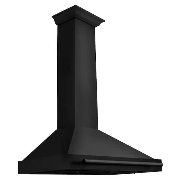 ZLINE Kitchen and Bath 36 in. 400 CFM Convertible Wall Mount Range Hood with LED Light and Handle in Black Stainless Steel