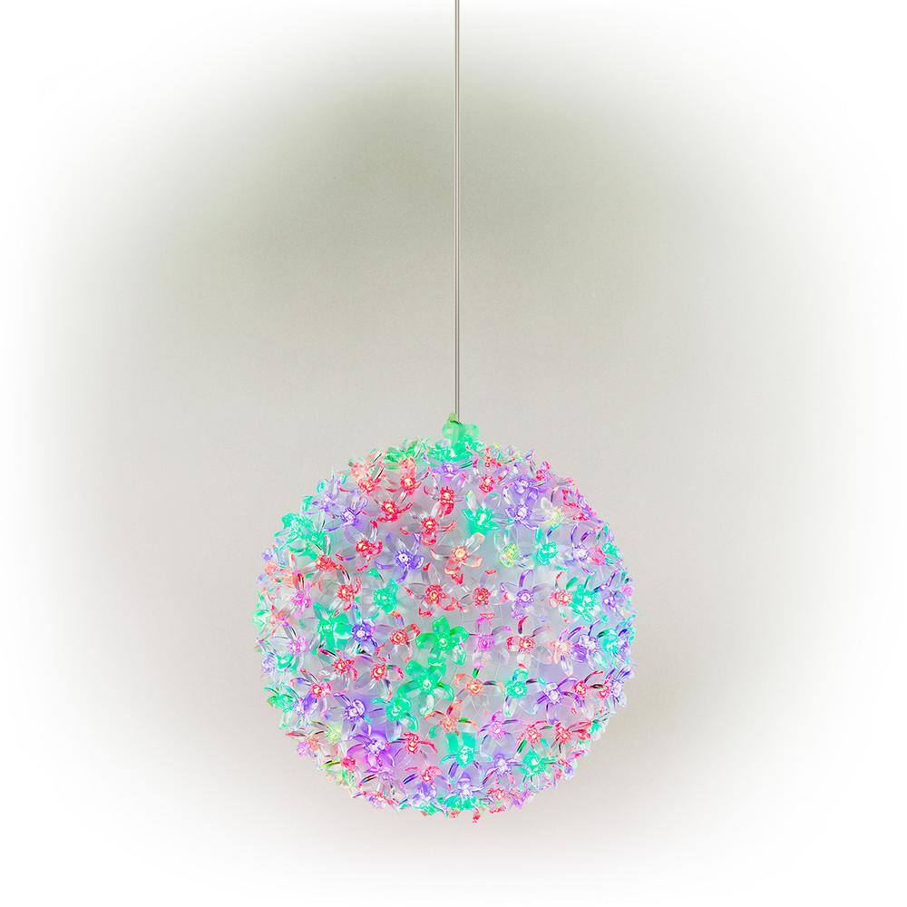 Multi-Colored LED Flashing Sphere Hanging Ornament, 8-Inch