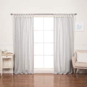 52" W X 84" L 100% Linen Silver Tab Top Curtain Set in Light Grey