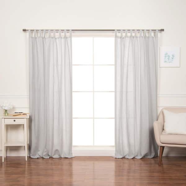 Best Home Fashion 52" W X 96" L 100% Linen Silver Tab Top Curtain Set in Light Grey