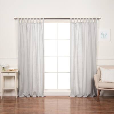 52" W X 96" L 100% Linen Silver Tab Top Curtain Set in Light Grey