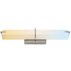 18 in. 1-Light Brushed Nickel LED Vanity Light Dimmable Selectable CCT