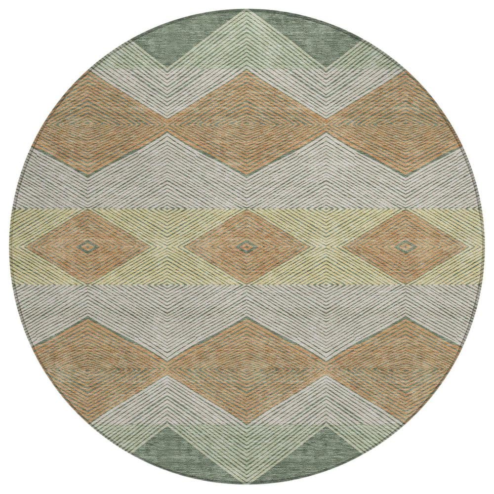 Chantille Machine Washable Indoor/Outdoor Abstract ACN2545 Basil 8 ft. x 8 ft. Round Rug price history on PriceWatchPro