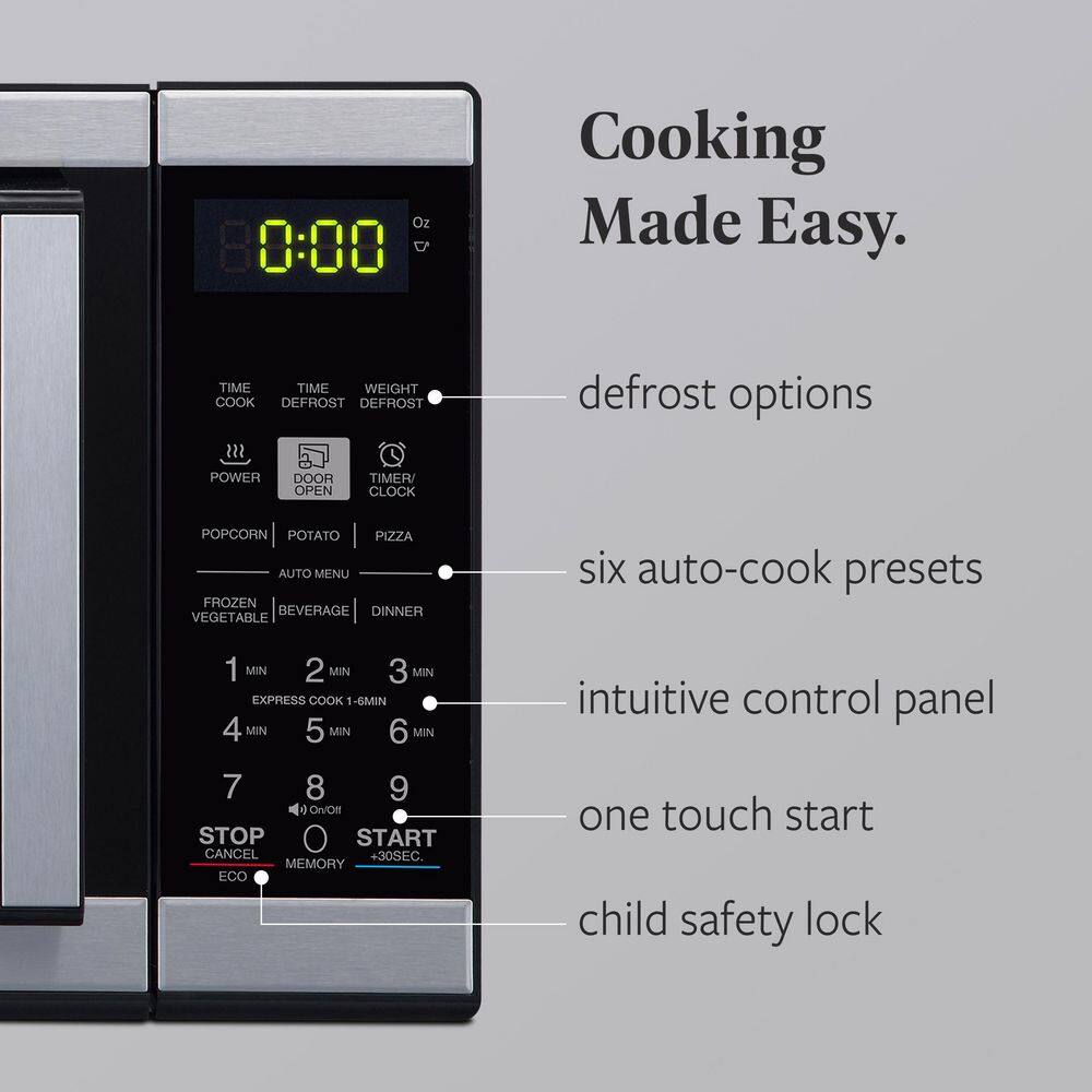Black Stainless Steel Small Countertop Microwave Oven