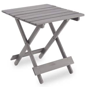 Gray Adirondack Patio Folding Wood Outdoor Side Table, End Table, Coffee Table