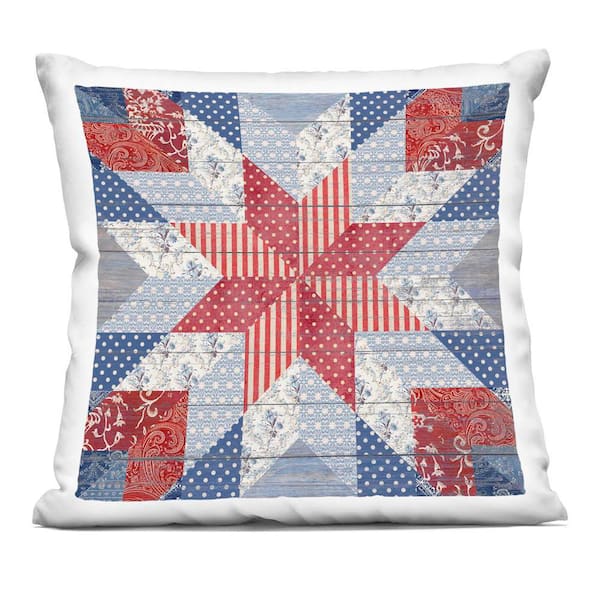 Stupell Industries Patriotic Quilt Pattern Red Abstract Polyester 18 in. x 18 in. Throw Pillow