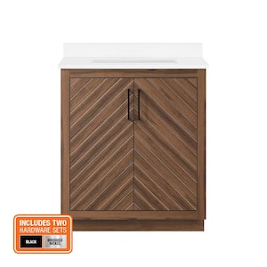 Huckleberry 30 in. W x 19 in. D x 34 in. H Single Sink Bath Vanity in Spiced Walnut with White Engineered Stone Top