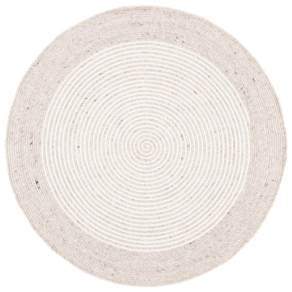 Braided Beige Ivory 4 ft. x 4 ft. Border Striped Round Area Rug price history on PriceWatchPro