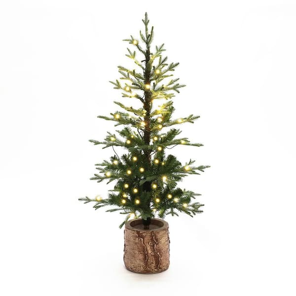 4 ft. PreLit Winter Green Evergreen Artificial Christmas Tree Potted